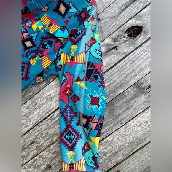 Brush popper Vintage Aztec Southwestern Tribal Western Men’s Women’s Button Up - Picture 4 of 13
